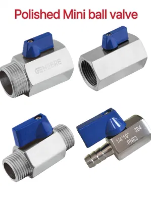 1,4408 Mini FF mm MF Ball Valve Acero inoxidable CE0036 CF8M CF8 reducir el diámetro interno rosca/ boquilla de manguera espejo pulido Sanitario Industria alimentaria 1/4&quot;-1&quot; Pn64/63 1000psi