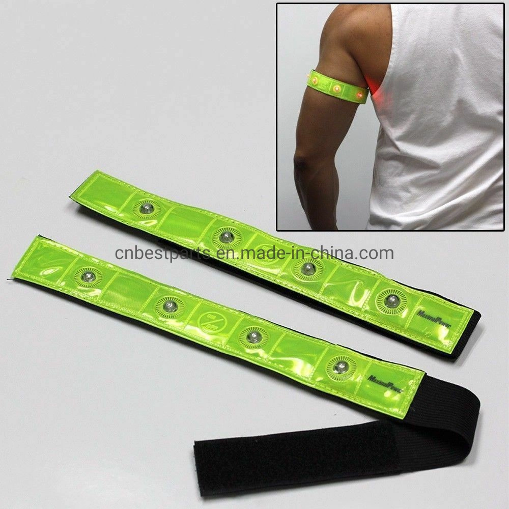 Roadside Safety Night Running Jogging Reflective Armbands W/Blinking LED Lights