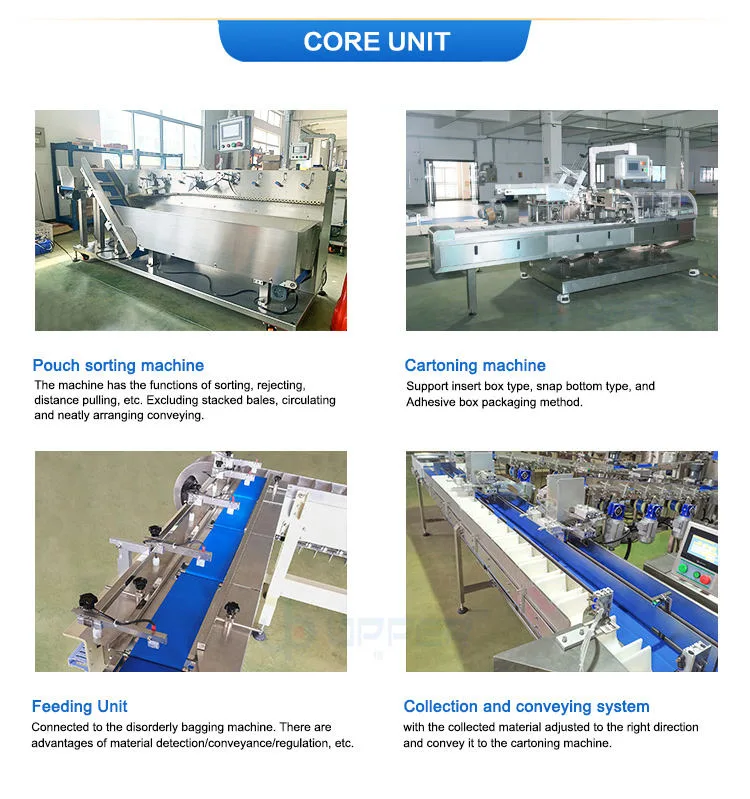 Coffee Tea Milk Tea Automatic Biscuit Cookie Bread Bag Machine Connected to Box Packaging Machinery Powder Counting Collection Secondary Packing Machine Line