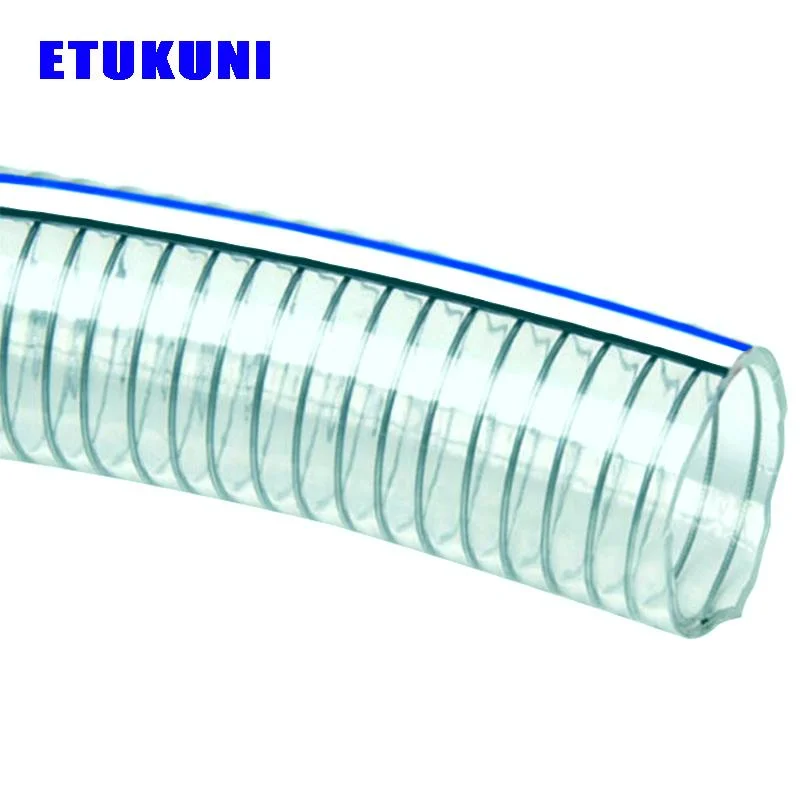 Factory Supply PVC Clear Spiral Steel Wire Reinforced Spring Transparent Duty Water Hose for Oil and Powder