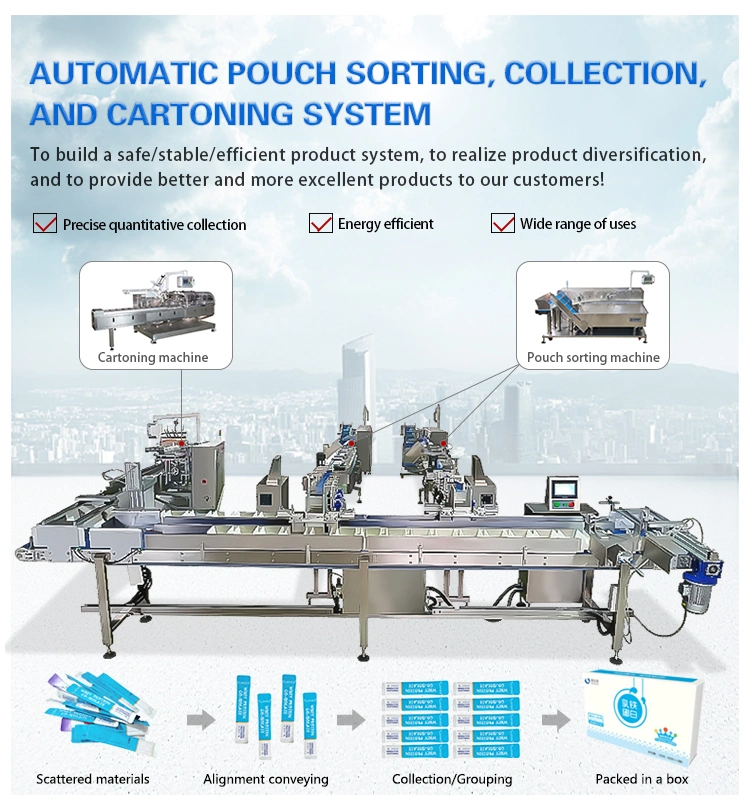 Coffee Tea Milk Tea Automatic Biscuit Cookie Bread Bag Machine Connected to Box Packaging Machinery Powder Counting Collection Secondary Packing Machine Line