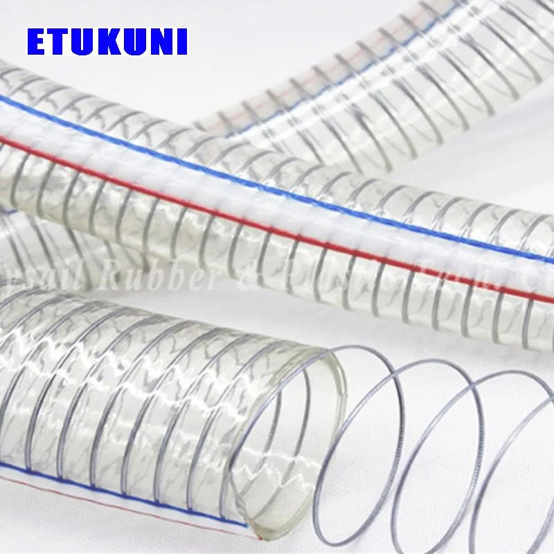 Factory Supply PVC Clear Spiral Steel Wire Reinforced Spring Transparent Duty Water Hose for Oil and Powder