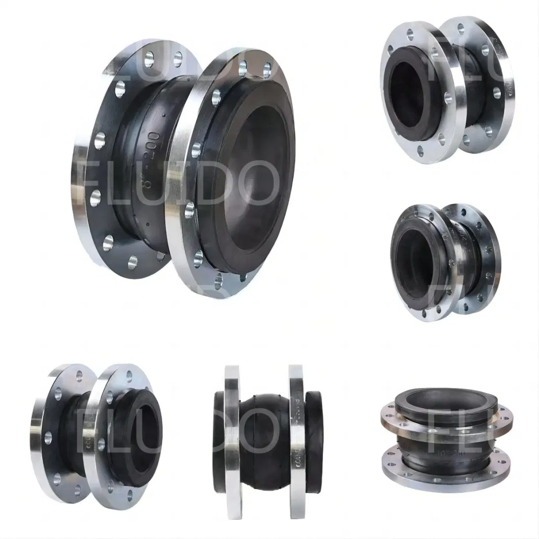 Pn10 Pn16 Steel Flange NBR EPDM Flexible Boiler Compensator Reducer Single Sphere Rubber Rectangular Square Expansion Bellows Joints for Pipeline