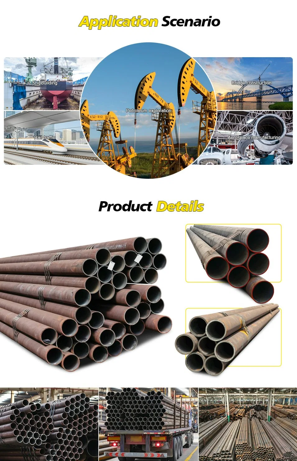 ASTM A36 A53 A192 Q235 Q235B 1045 4130 Sch40 10mm 60mm Carbon Steel Construction Pipe for Oil and Gas Pipe
