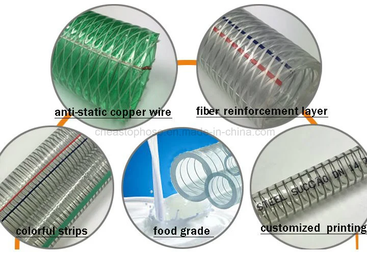 Anti Static Flexible PVC Clear Steel Wire Reinforced Hose