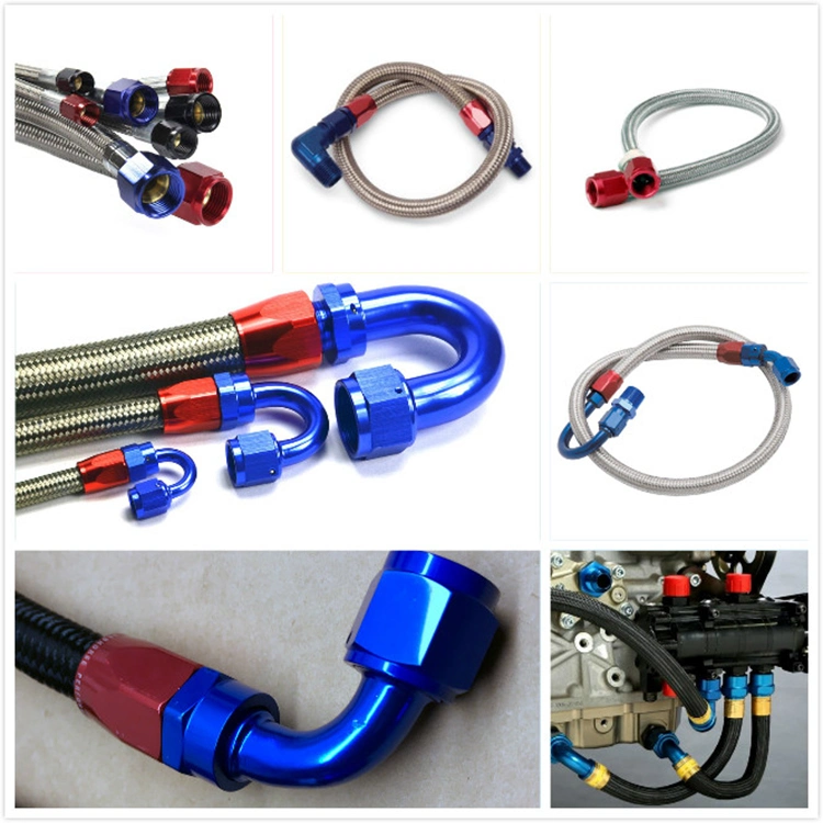 An10 10an an-10 NBR Rubber Nylon Cover Stainless Steel Braided Oil Gas Fuel Hose Line Assembly Kit and Hose End Fitting Finisher