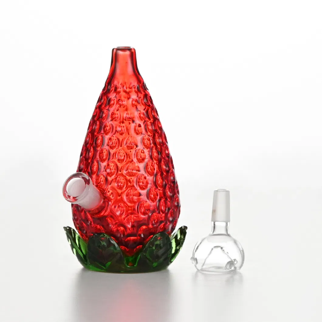 Manufacturer American Creative Personality Red 3D Strawberry Color Glass Smoking Oil Rig Bubbler Dabrig Recycler Glass Water Pipe