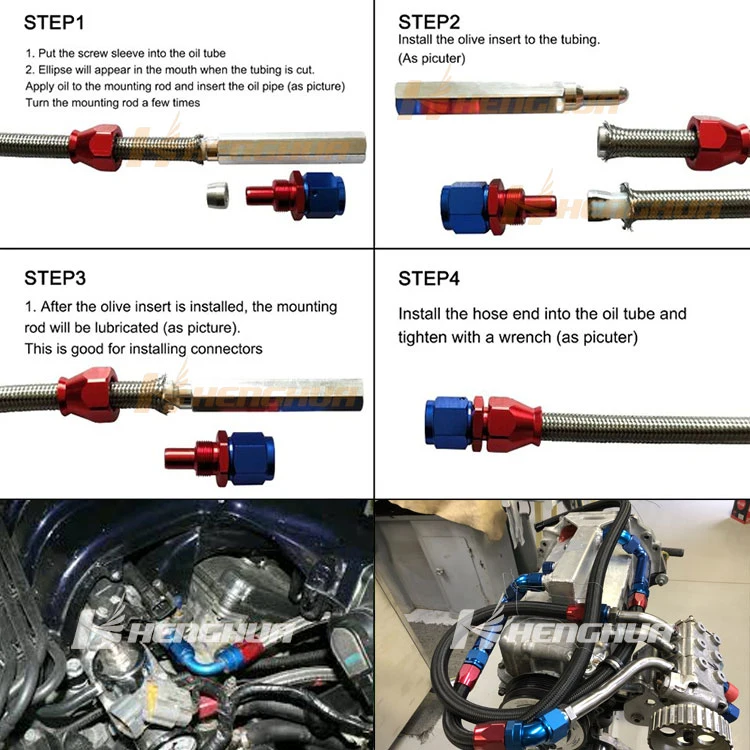 Racing An10 Black Nylon Stainless Steel Braided Oil Cooler Gas Diesel E85 Fuel Hose Crimping Machine Hydraulic Pipe