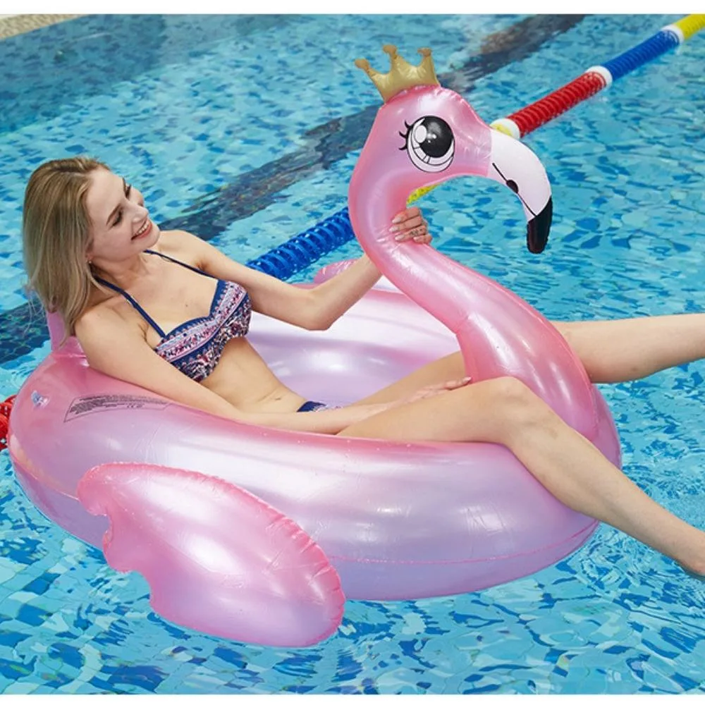 Pool Float Inflatable Transparent Inflatable Flamingo Swim Tube Durable Round Summer Pool Float Wyz19985