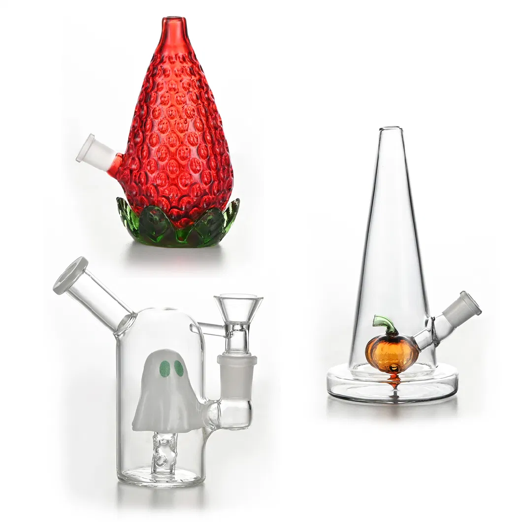 Manufacturer American Creative Personality Red 3D Strawberry Color Glass Smoking Oil Rig Bubbler Dabrig Recycler Glass Water Pipe