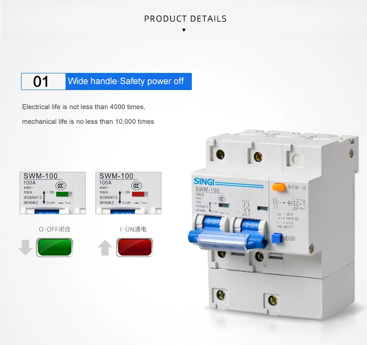 Air Singi Earth Leakage ELCB Miniature Circuit Breaker with CB Swmle-100