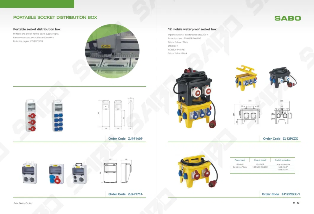 Plastic Electrical Plug Type and Industrial Application Portable Socket Distribution Box