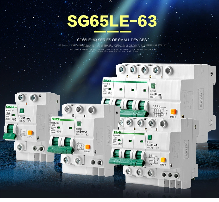 Factory Price Singi 1-4p MCB Electrical Breakers Mini Miniature Circuit Breaker Sg65le-63