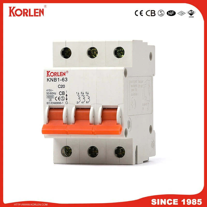 Miniature Circuit Breaker 4.5ka 63A CB Semko Knb1-63 3p