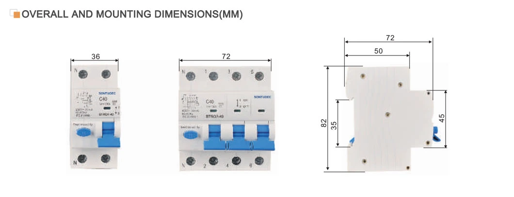 Single Phase RCBO Circuit Breaker, IEC/En61009 Standard Thermal Magnetic Circuit Breaker