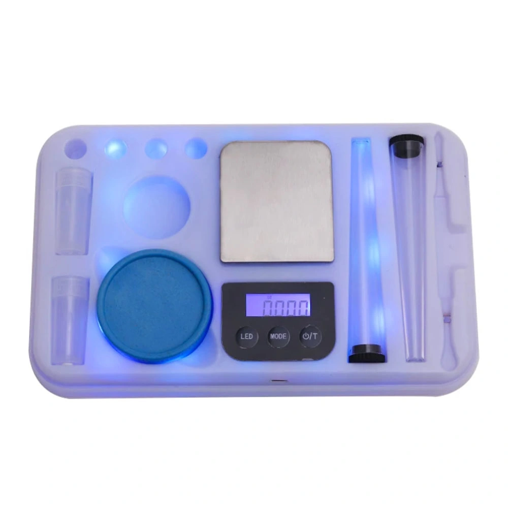 Wanchuang LED Rolling Tray with Built-in Digital Scale Grinder Containers Smoking Set