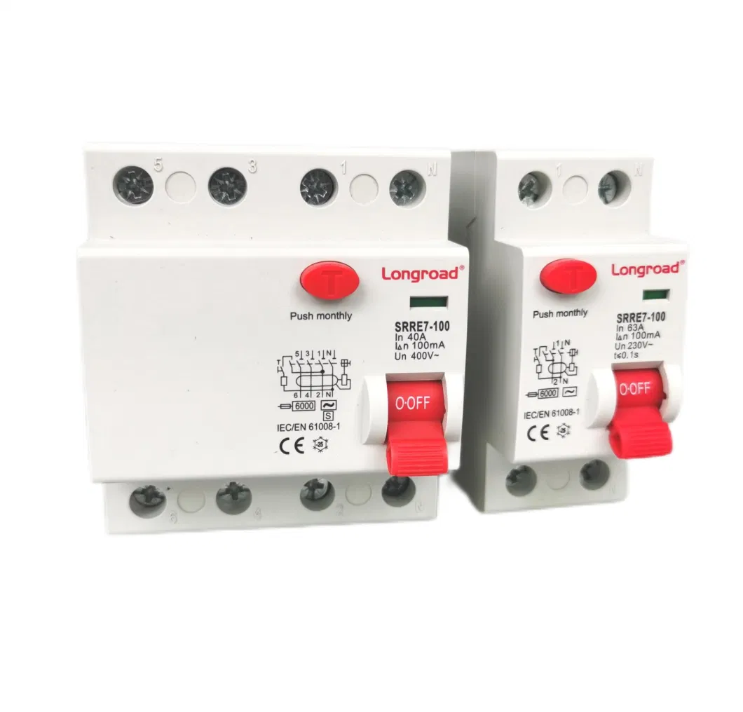 CE Certificate Electromagnetic Type RCCB 2, 4 Poles 16A 32A 63A 100A Magnetic ELCB RCD RCBO Residual Current Circuit Breaker