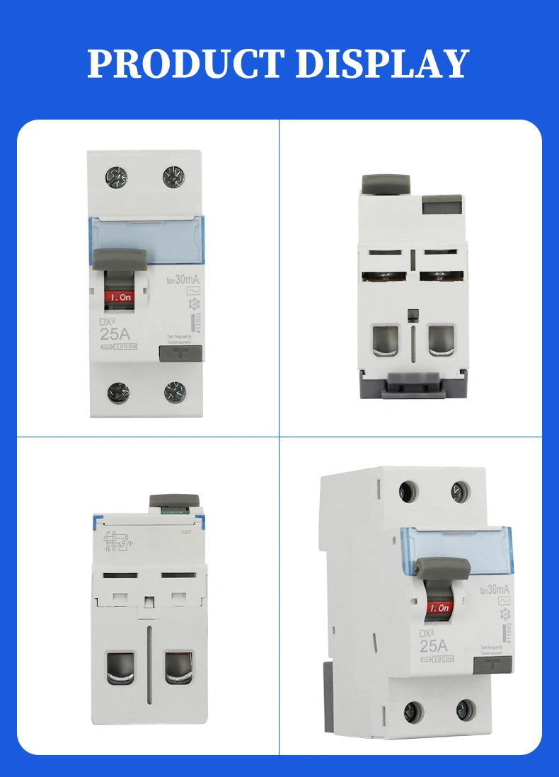 Dx3 AC Residual Breakers ELCB Circuit Breakers RCCB 40A63A 2p4p 30mA 300mA Earth Leakage