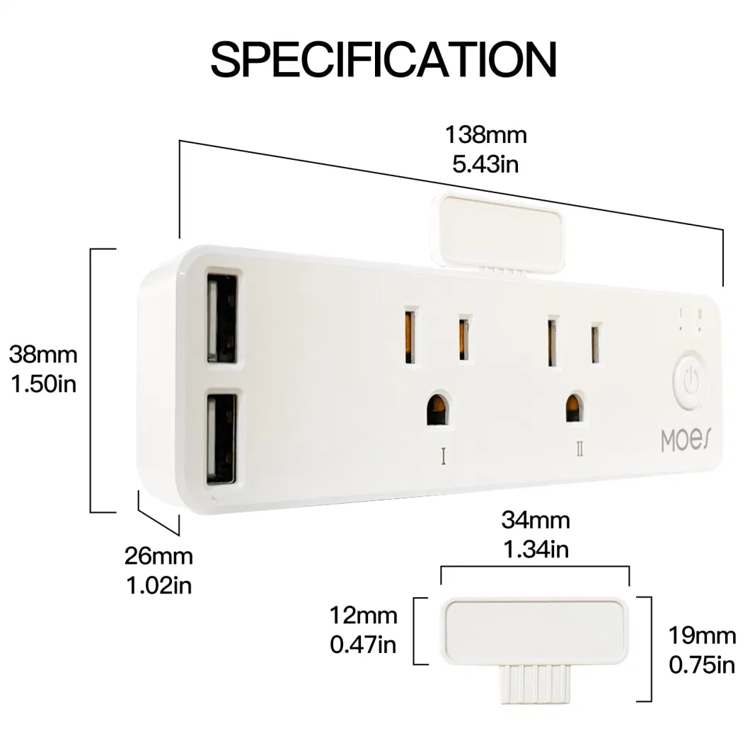 Plug Wall Socket Power Cord Power Plug Enchufe Wi-Fi Smart Plug 4mm