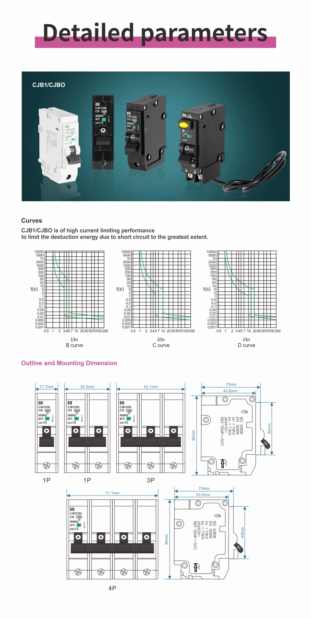 18mm Width 1p+N Plug in 10ka Single Phase MCB Circuit Breaker