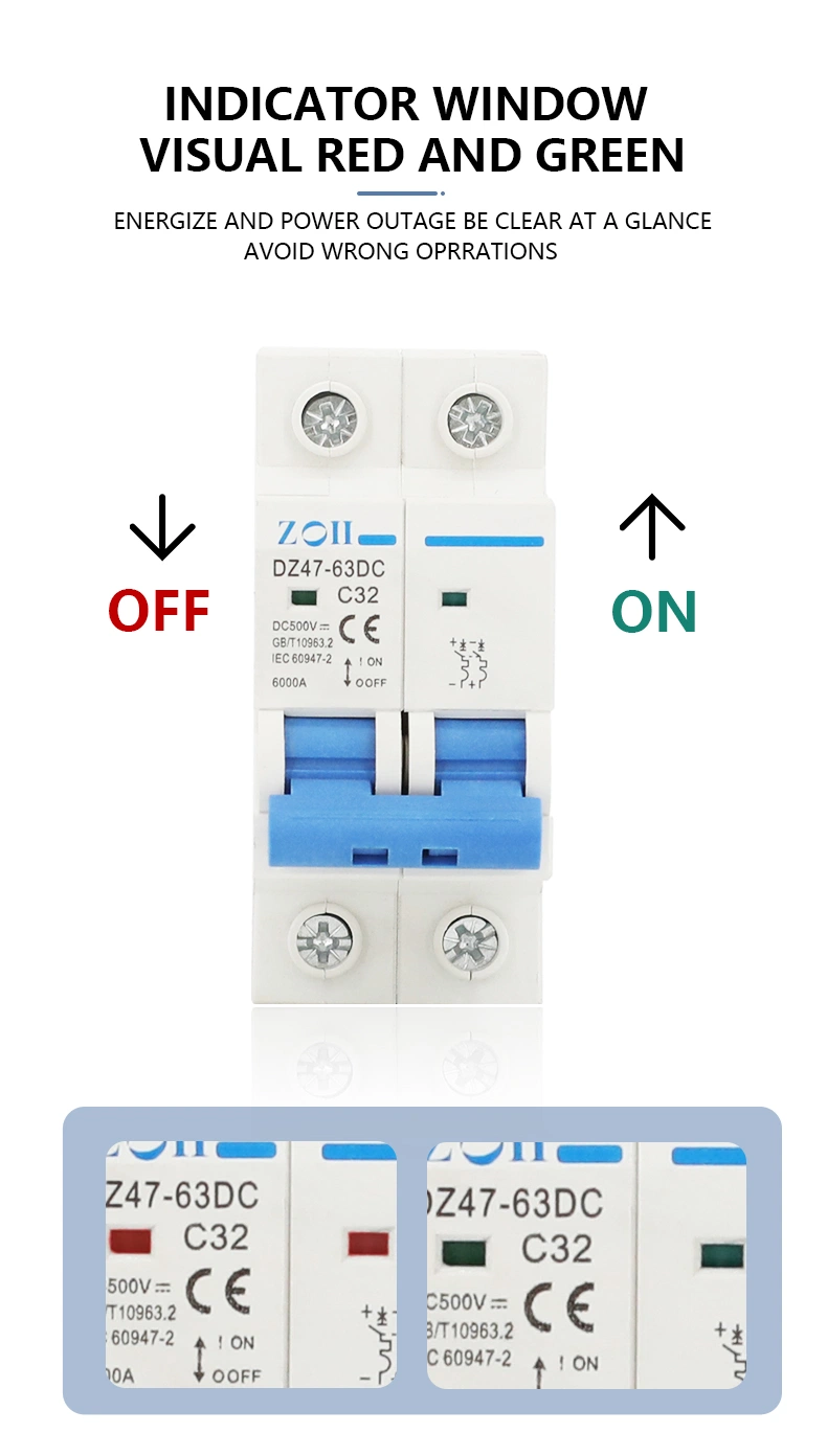 MCB DC Mini Circuit Breaker 1p2p3p4p 1000V 500VDC 20A 40A 63A House