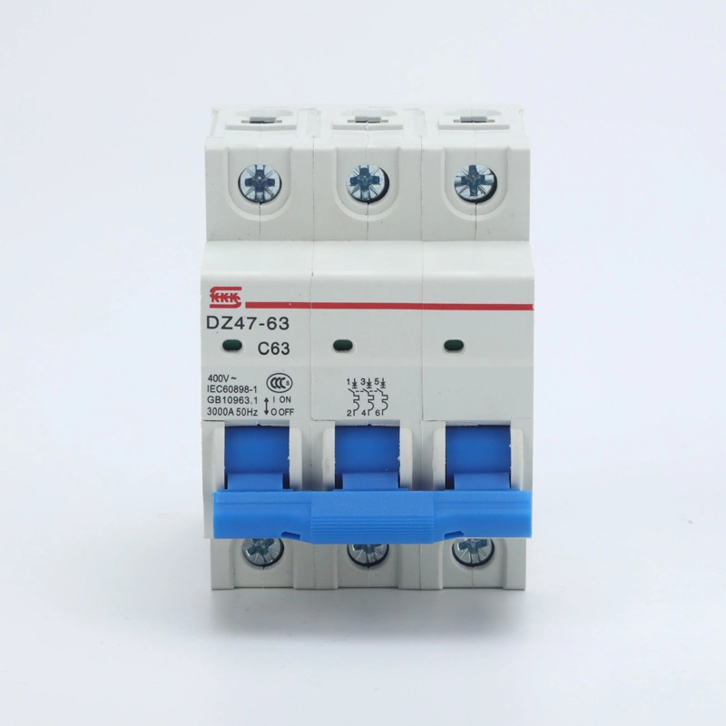 MCB Dz47-63 4.5ka 3 Pole 10~63A Small Mini Circuit Breaker