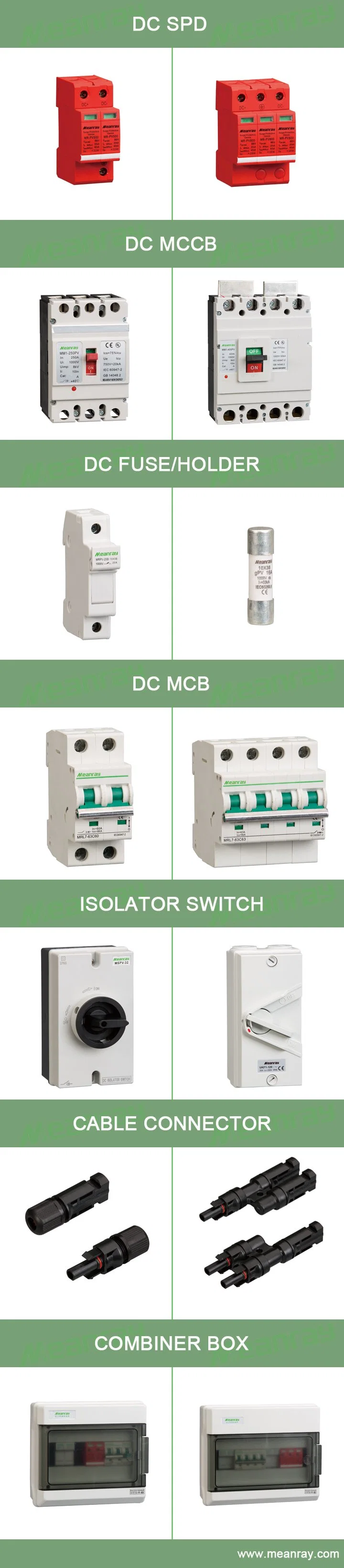 MCB DC 2p 63A 250V 500V 1000V Curve C Miniature Circuit Breaker DC Breaker for Solar Panels PV System