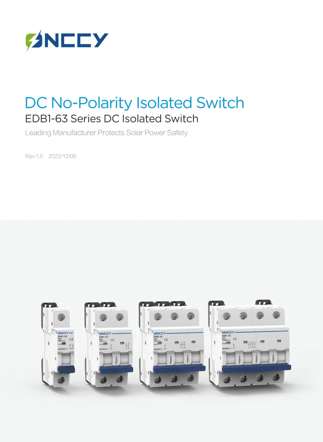 PV DC 1000V MCB Miniature 1p/2p/3p/4p 10A 20A 40A 63A Electric Mini Circuit Breaker for Solar Power System