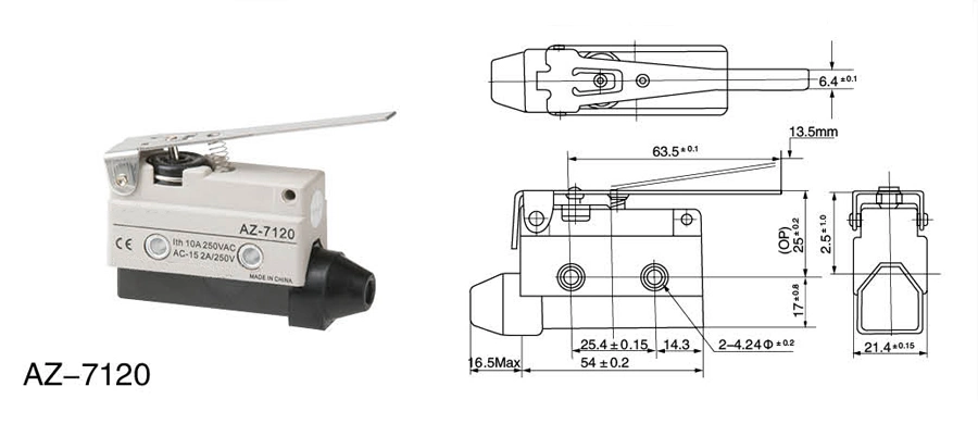 Az-7120 High Mechanical Strength Waterproof Hinge Lever Plastic Mini Enclosed Limit Switch