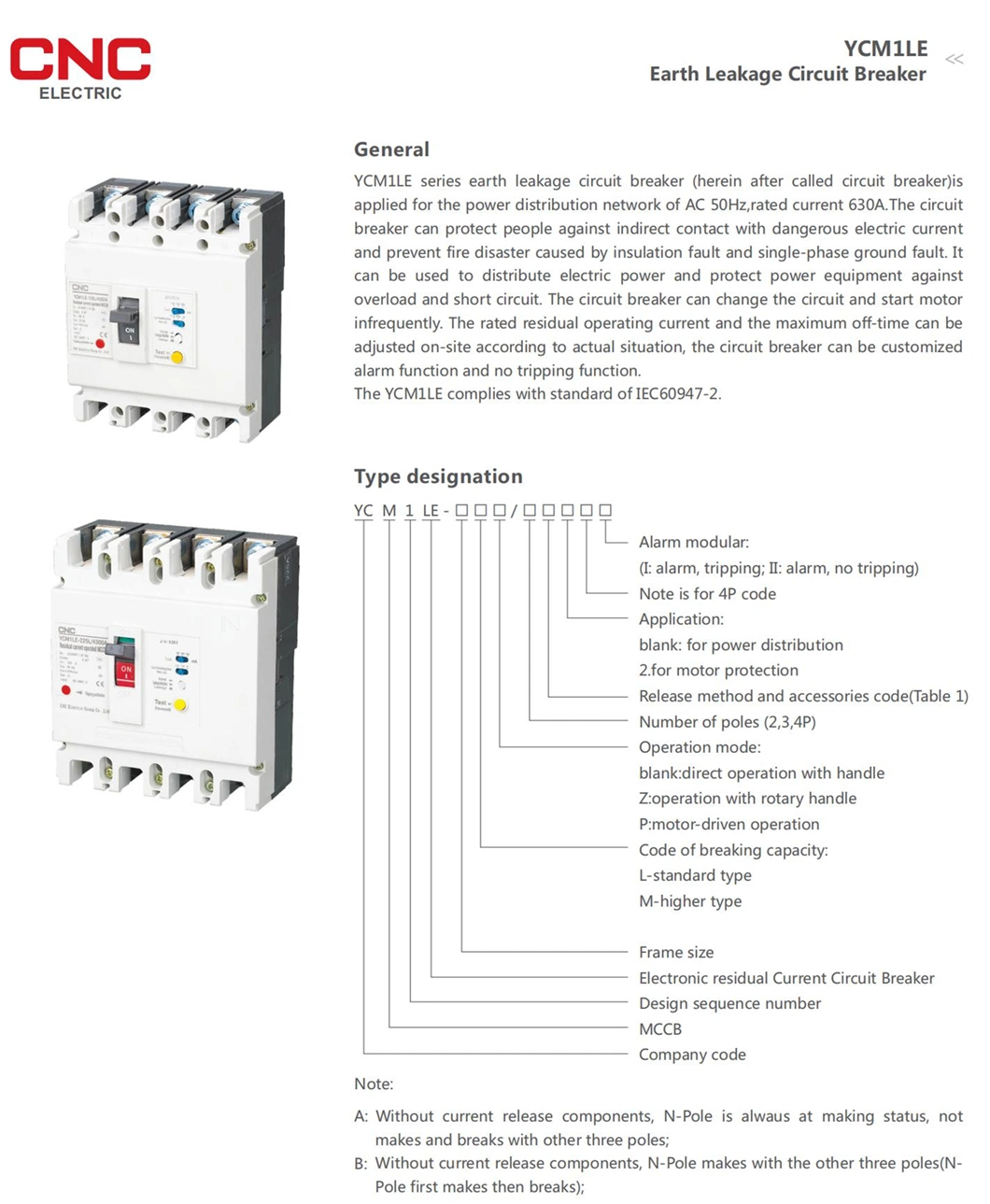 CNC 3 Phase ELCB 3 Phase Earth Leakage Circuit Breaker 2pole ELCB