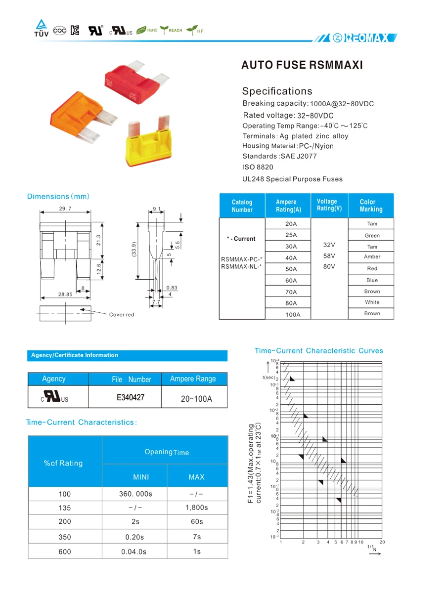 15A100V Medium Auto Fuse Plug Regular Automotive (Manufacturer with IATF16949 certified) Rss-Atc-Nlg-15A