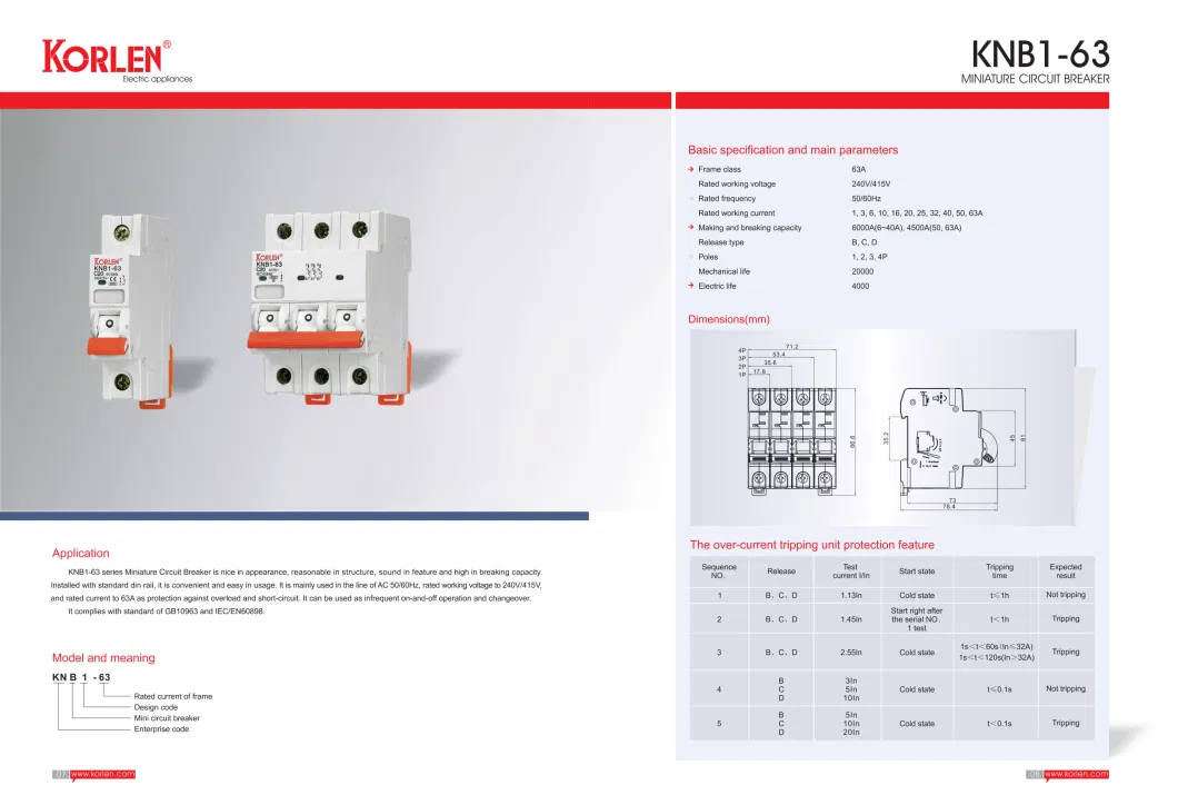 New Type MCB AC/DC Miniature Circuit Breaker 1A-63A with Overload and Short Circuit Protection