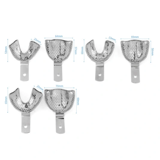 Stainless Steel Set of 6 Dental Sterilizable Impression Trays