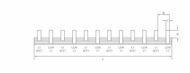 1/2/3/4 Pole Pin &amp; Fork Type CE Certified OEM ODM Electrical Copper Busbar for Mcbs