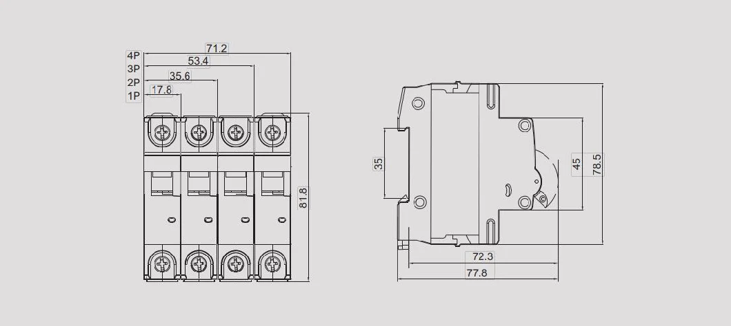 Miniature Circuit Breaker 4.5ka 32A CB CE Knb1-63 4p