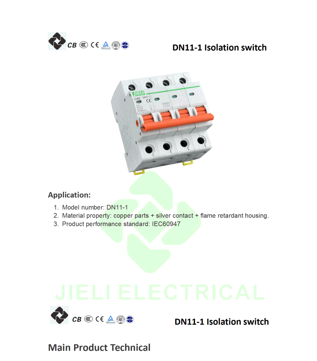 Jieli Scm DN11-1 Isolation Switch MCB Miniature Circuitr Breaker Wenzhou