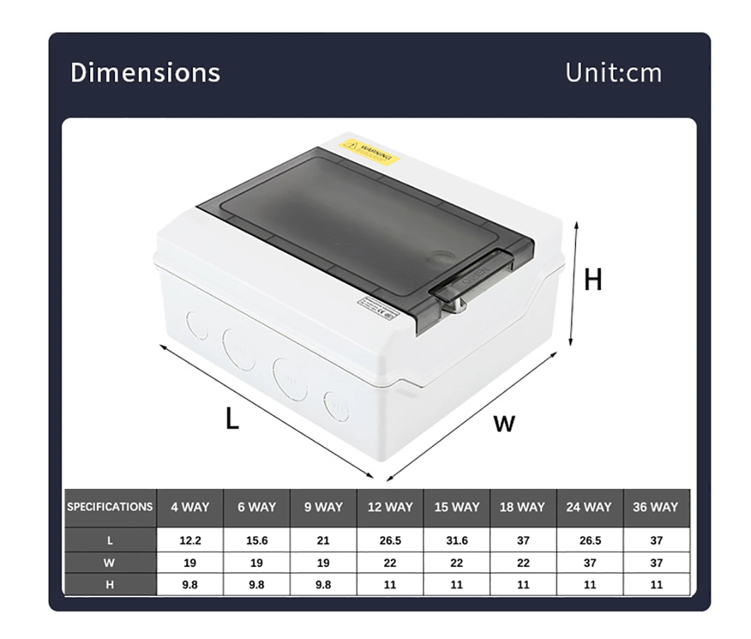 High Quality 9 Way Plastic Enclosure Distribution Box IP66 Outdoor MCB Box