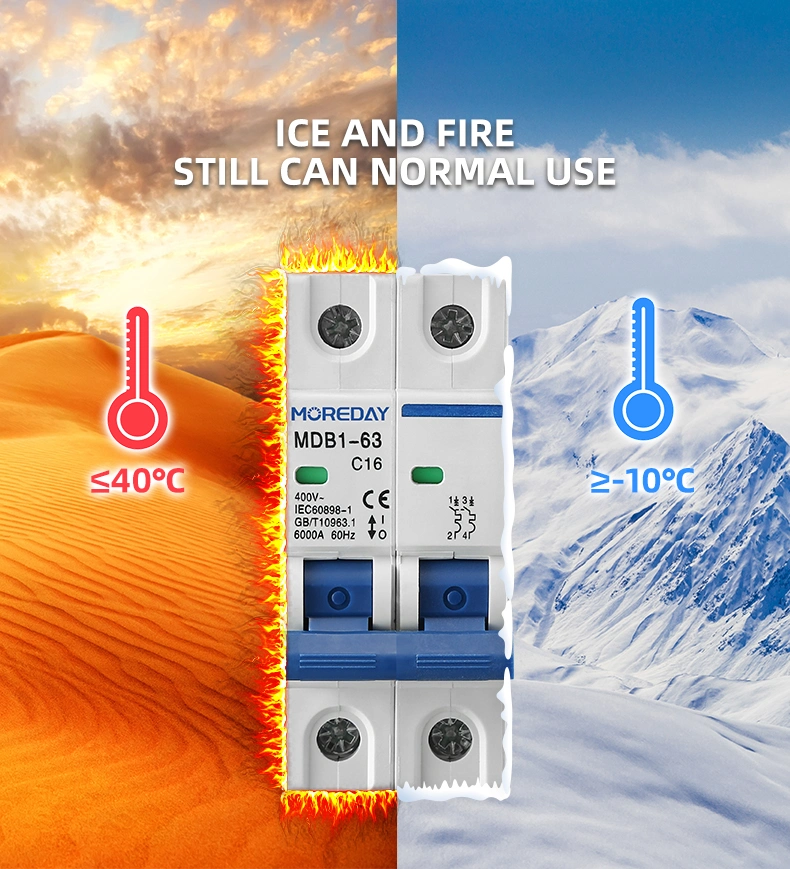 High Quality DIN Rail Modular AC MCB 63A 1p 2p 3p 4p 230V/415V DC Can Be Customized 6ka Circuit Breaker