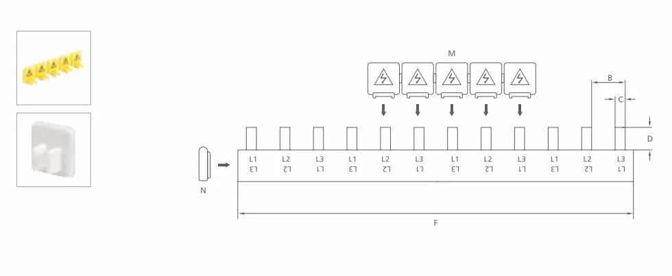 Electric Copper Busbar 3 Phase Bus Bar Pin Type