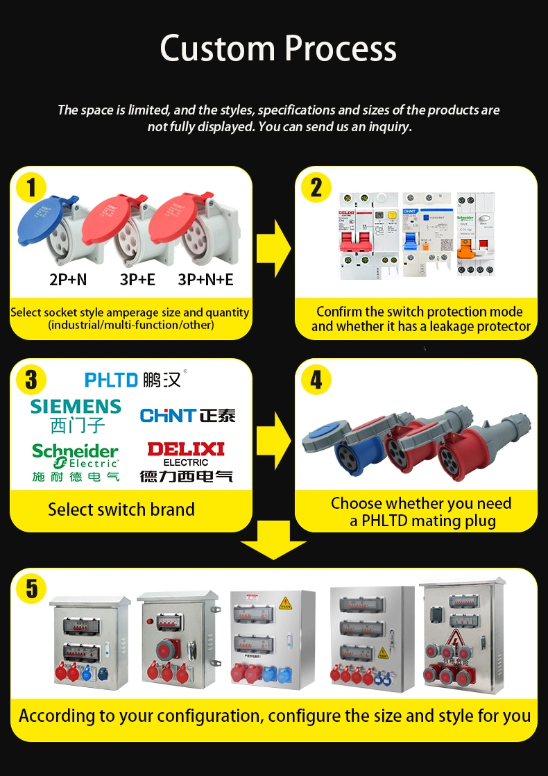 IP66 800*600*200mm 32A5p Indusstrial Socket 304 Stainless Steel Type Distribution Board Distribution Box Electrical Distribution