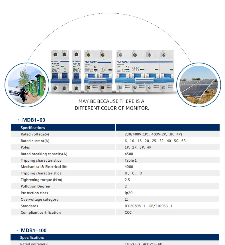 Protection 6ka C Curve with CE Certificate 4poles MCB 4p 100A Circuit Breaker