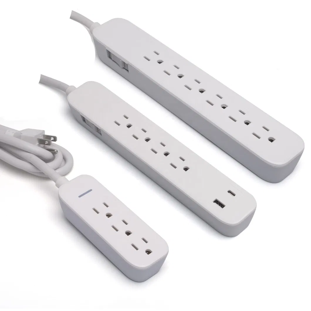 3 Outlets Surge Protector with 3.1A Dual USB Charging Ports and Integrated 15AMP Circuit Breaker Power Switch