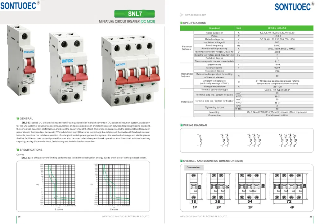 Sontuoec 10ka L7 Series Miniature Circuit Breaker MCB AC or DC