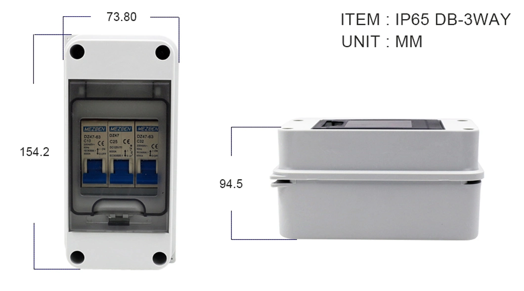 Factory Direct Sale IP65 Electrical Waterproof Distribution Boards 3 Way