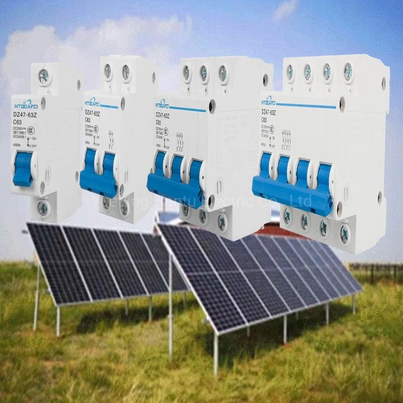 Solar PV System Use Top DC MCB Circuit Breaker 1p 2p 3p 4p Mini Miniature 250V 500VDC 600V 1000V 1000VDC 1200V 1500V 16A 25AMP 63A