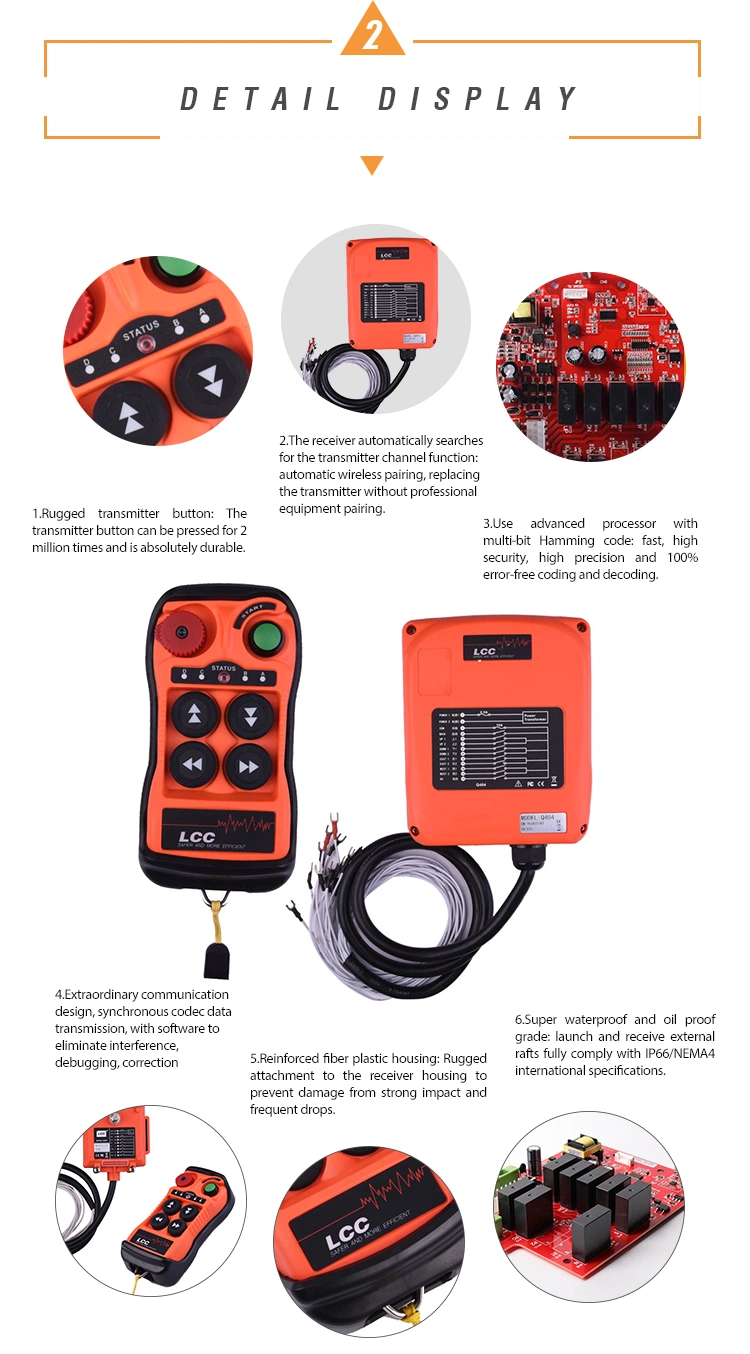 Q404 Industrial Wireless Remote Control Switch Board for Cranes