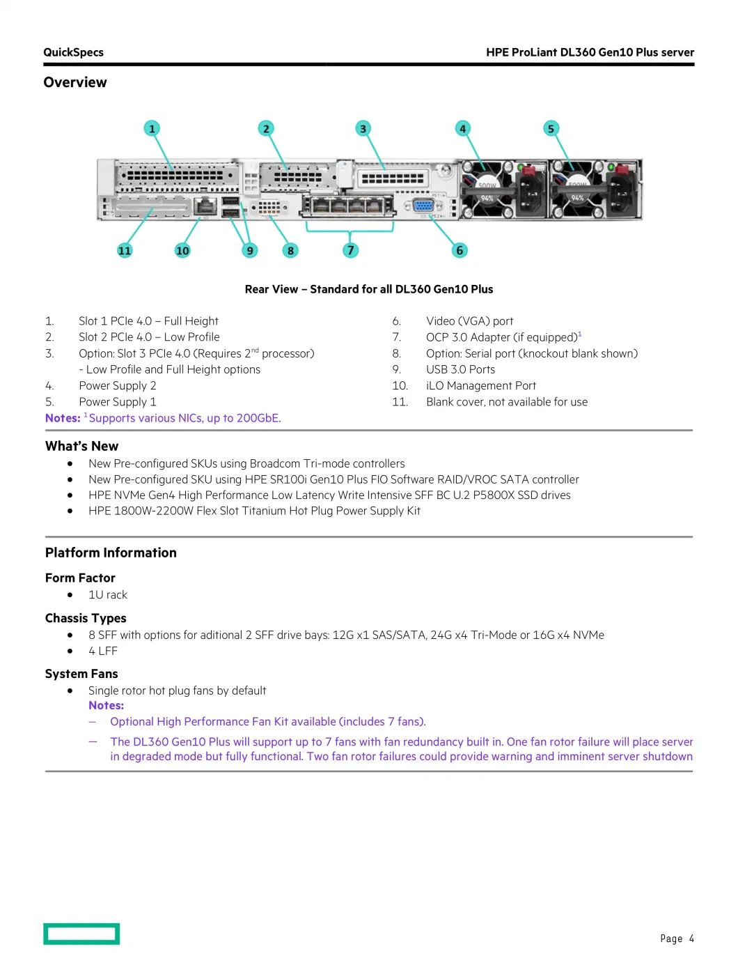 Dl580 Gen10 4u Chassis 4p Hpe Proliant for Database Storage and Graphics-Intensive Applications