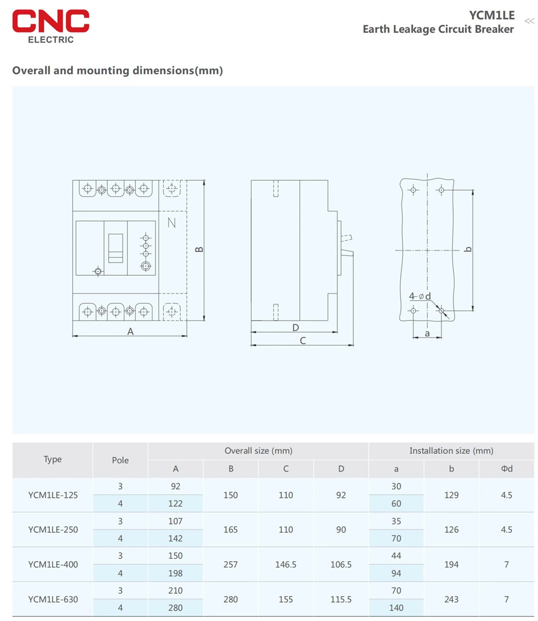 CNC Ycm1le-100L Earth Leakage Circuit Breaker