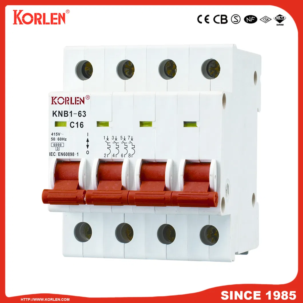 Miniature Circuit Breaker 4.5ka 32A CB CE Knb1-63 4p