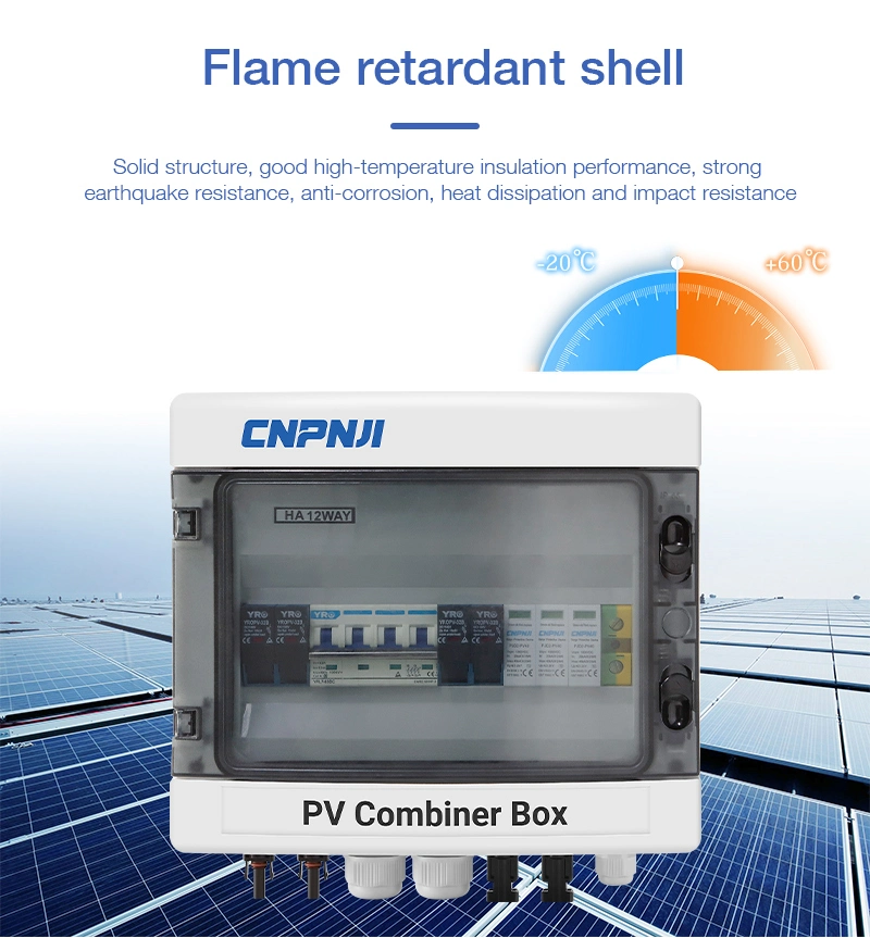 TUV CE Solar System DC PV Combiner Box 2 Strings Input 1 Output IP65 with SPD and Fuse Junction Box